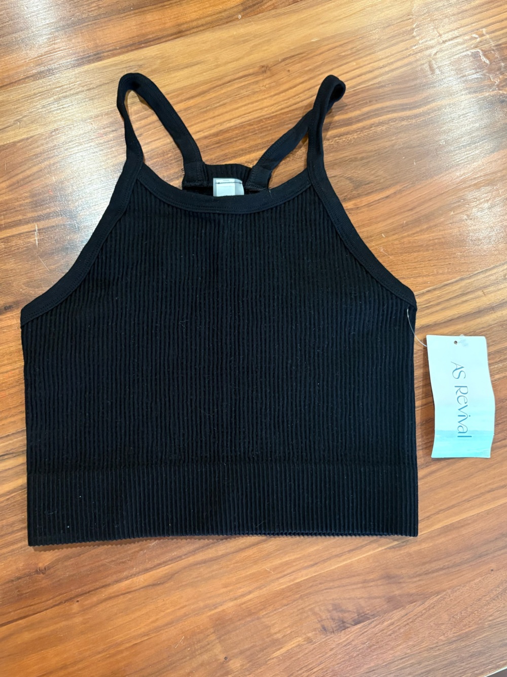 Altar'd State Black Ribbed Square-Neck Crop Tank